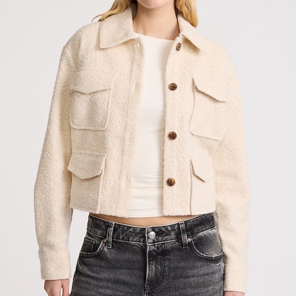 Express Boucle Four Pocket Cropped Jacket
